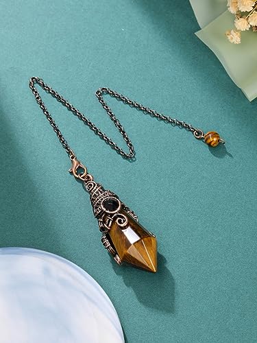 PESOENTH Crystal Pendulum Dowsing Divination Scrying Pendulum with Bronze Wrap Tiger Eye Healing PESOENTHBuy Supplements Australia