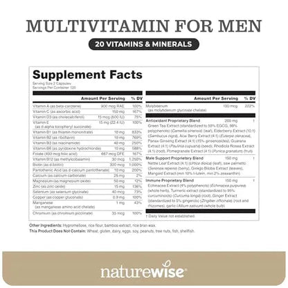 NatureWise Multivitamin for Men - Daily Male Support - Minerals & Herbs for Energy, Performance, Immunity - with Vitamin A, C, D, B-Complex NatureWiseBuy Supplements Australia