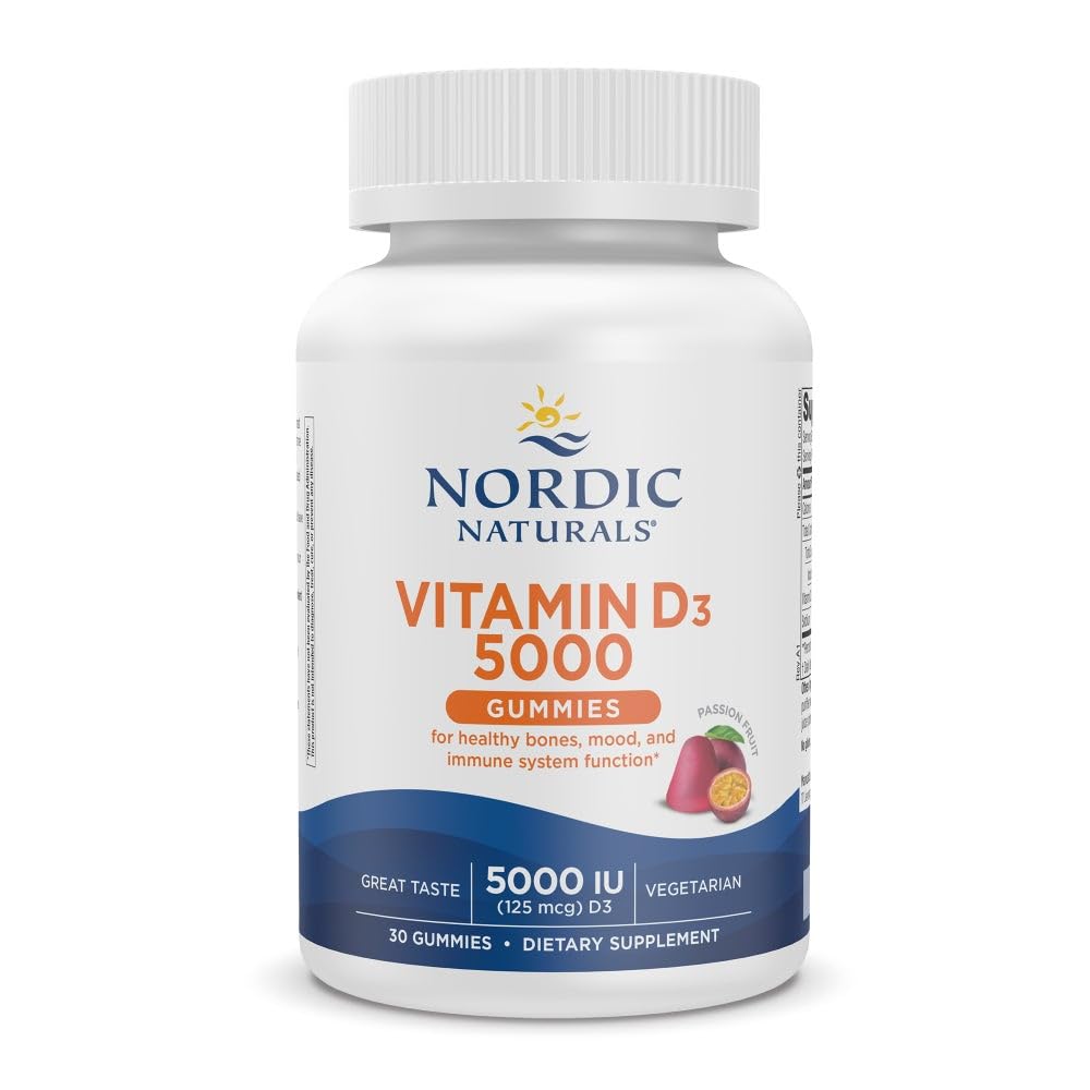 Nordic Naturals Vitamin D3 5000 Gummies, Passion Fruit - 30 Gummies - Support for Healthy Bones, Mood, & Immune System - Vegetarian - Non-GMO - 30 Servings Nordic NaturalsBuy Supplements Australia