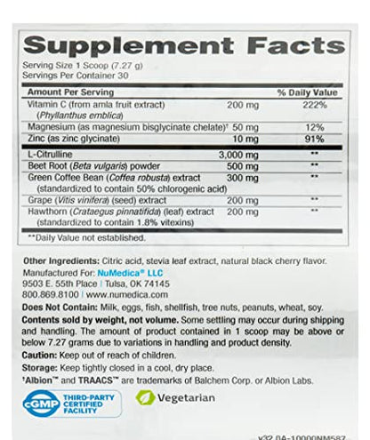 NuMedica NOVA (Nitric Oxide Vascular Assist) Complete - 7.69 oz (218.04 Grams) - Natural Black Cherry Falvor. Boosts Nitric Oxide Production for Enhanced Circulation in Men & Women.
