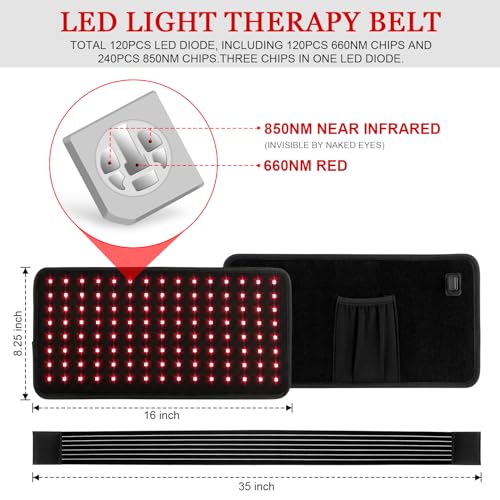 Yofalo 660nm LED Red Light and 850nm Near Infrared Red Light Therapy Belt Device for Body Pain Waist yofaloBuy Supplements Australia