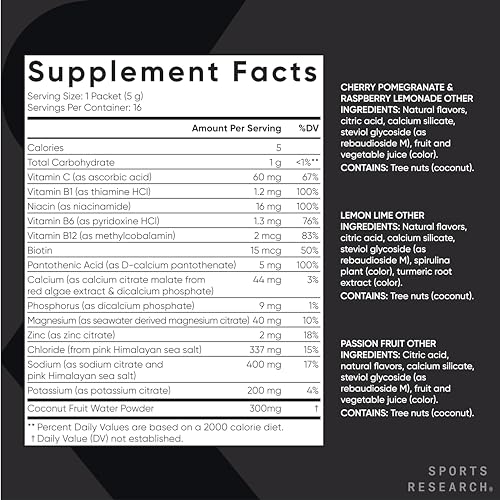 Sports Research Hydrate Electrolytes Powder Packets - Sugar-Free & Naturally Flavored Sports ResearchBuy Supplements Australia