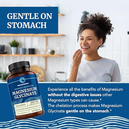 Magnesium Glycinate 500mg | Chelated Bisglycinate Complex for Muscle Relaxation Nobi NutritionBuy Supplements Australia