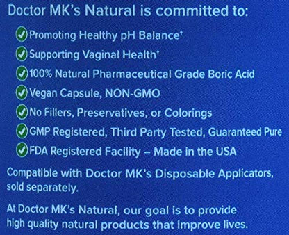 doctor MK's NATURAL Boric Acid Suppositories (600mg) for Healthy Feminine pH Support doctor MK's NATURALBuy Supplements Australia