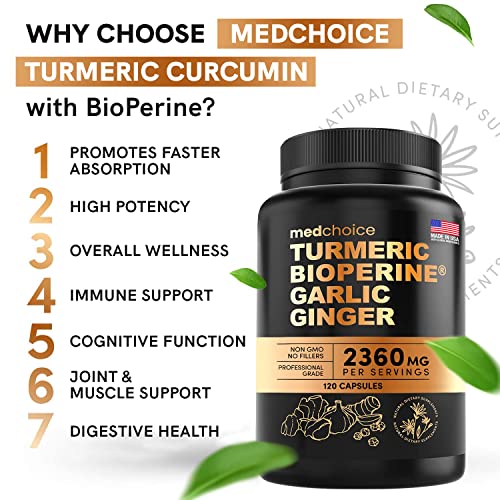 4-in-1 Turmeric and Garlic Supplements with Bioperine 2360 mg (240 ct) Turmeric Ginger MEDCHOICEBuy Supplements Australia