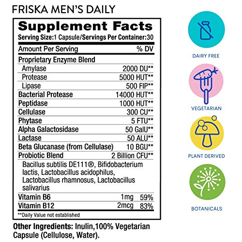 FRISKA Men’s Daily Digestive Enzyme and Probiotics Supplement, Natural Support FR!SKABuy Supplements Australia