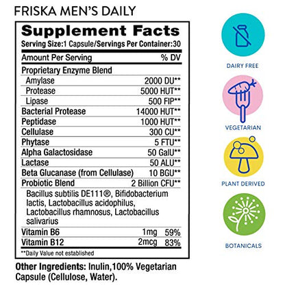 FRISKA Men’s Daily Digestive Enzyme and Probiotics Supplement, Natural Support FR!SKABuy Supplements Australia