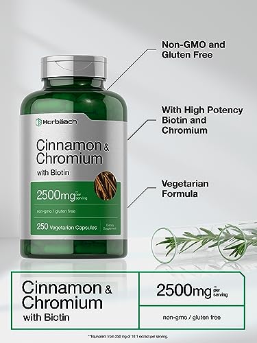 Cinnamon with Chromium Picolinate 2500mg | 250 Capsules | Plus Biotin | Vegetarian HorbäachBuy Supplements Australia