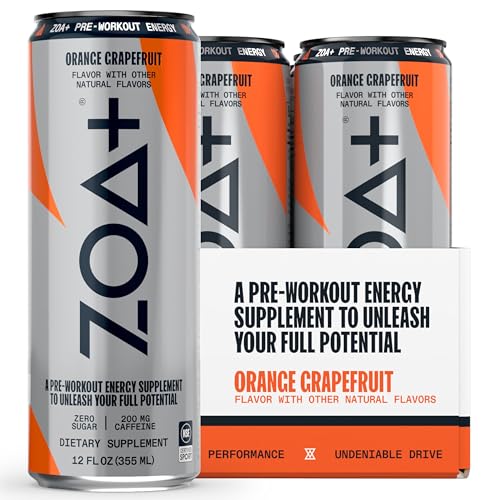ZOA Energy Drink & ZOA+ Pre-Workout Bundle, Orange Grapefruit and Wild Orange, 12 Fl Oz (Pack Of 24)