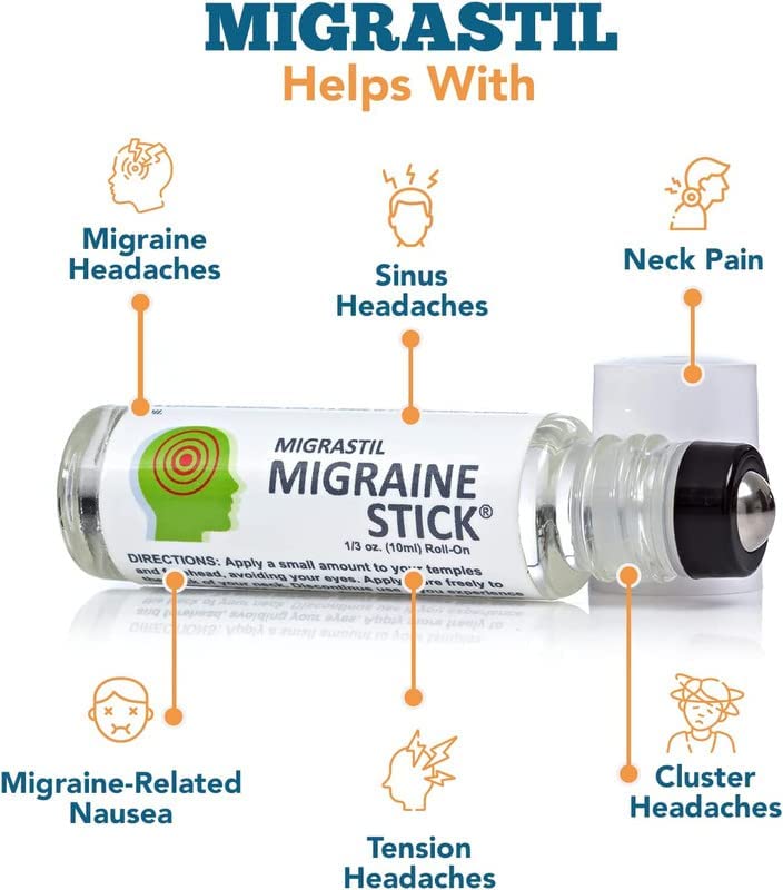 Basic Vigor Migrastil Migraine Stick Rollon - Fast Cooling Comfort for Your Head 3-Pack. Aromatherapy with Peppermint & Other Essential Oils. Metal Roller. Made in USA by Basic Vigor Basic VigorBuy Supplements Australia
