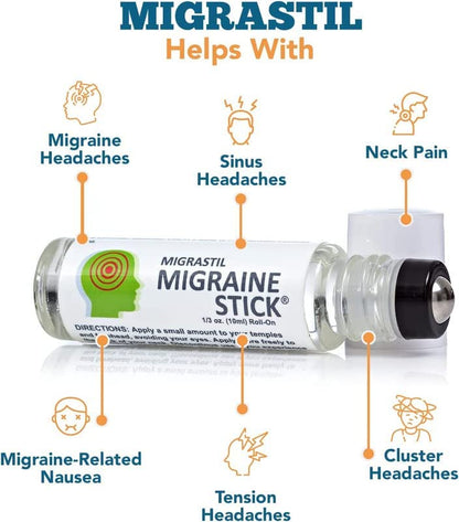 Basic Vigor Migrastil Migraine Stick Rollon - Fast Cooling Comfort for Your Head 3-Pack. Aromatherapy with Peppermint & Other Essential Oils. Metal Roller. Made in USA by Basic Vigor Basic VigorBuy Supplements Australia