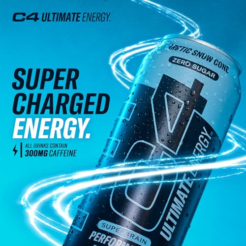 C4 Ultimate Sugar Free Energy Drink 16oz (Pack of 12) | Arctic Snow Cone | Pre Workout CellucorBuy Supplements Australia