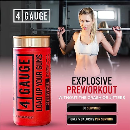 4 Gauge Natural Preworkout Without The Jitters | 30 Servings | Nitric Oxide Booster 4 GaugeBuy Supplements Australia