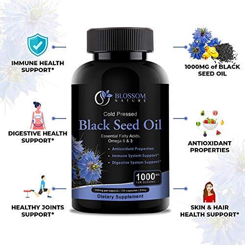 Black Seed Oil Capsules 1000mg - Premium Black Cumin Seed Oil Capsules - Black Seed Blossom NatureBuy Supplements Australia