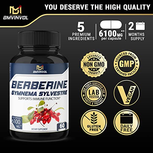 BMVINVOL 5-in-1 Berberine Supplement 6100mg with Ceylon Cinnamon, Gymnema Sylvestre BMVINVOLBuy Supplements Australia