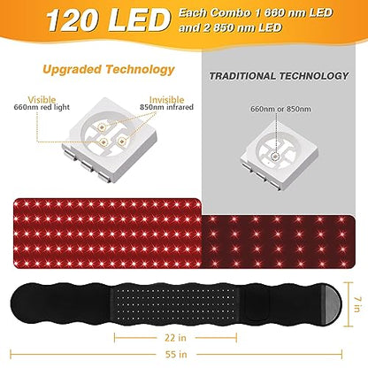 Streamlet Red Light Therapy Belt, 120 LED Combo 660nm 850nm Wearable Red Light Therapy StreamletBuy Supplements Australia