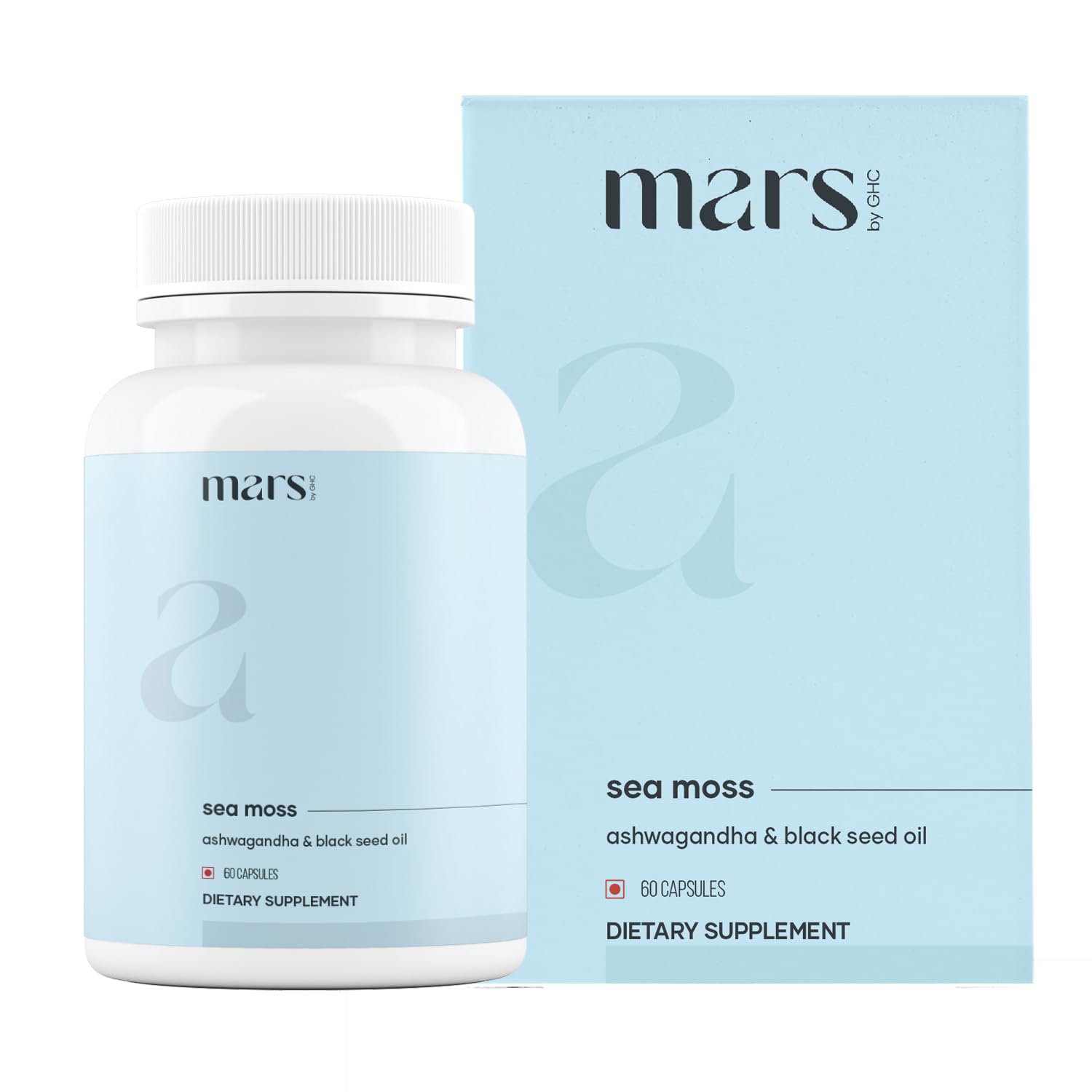 Mars Sea Moss Caps Surge Natural (60N) | Packed with 84 Essential Minerals | Powered with Black Seed Oil, Surgemax & Vitamin D3 | Overall Well-Being - Pack of 3 mars by GHCBuy Supplements Australia