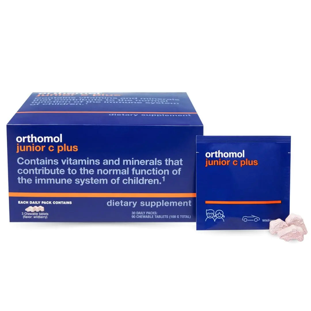Orthomol Immun Junior C Plus, Kid's Multivitamin, Wildberry Flavor, 30-Day Supply Orthomol