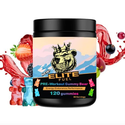 Pre Workout Gummies Elite Fuel - Endless Energy, Instant Strength Gain, Intense Pump