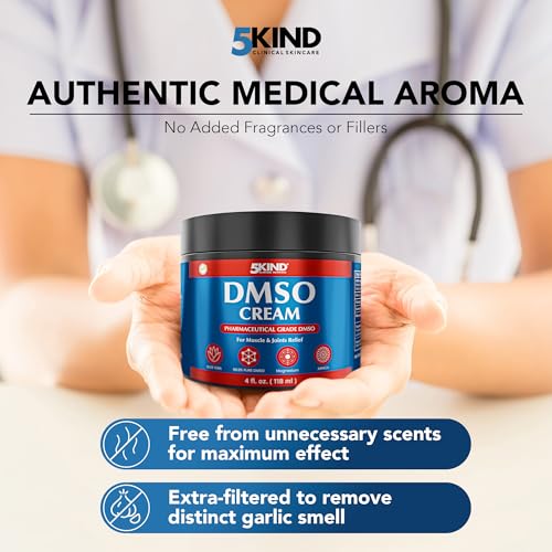 5Kind DMSO Cream for Pain Relief 4 fl oz - 99.9% Pure DMSO Pharmaceutical Grade Cream - Aloe Vera, Magnesium, Arnica & Menthol - Topical Muscle and Joint Pain Relief - Registered NDC - Made in USA 5kind clinical skincareBuy Supplements Australia