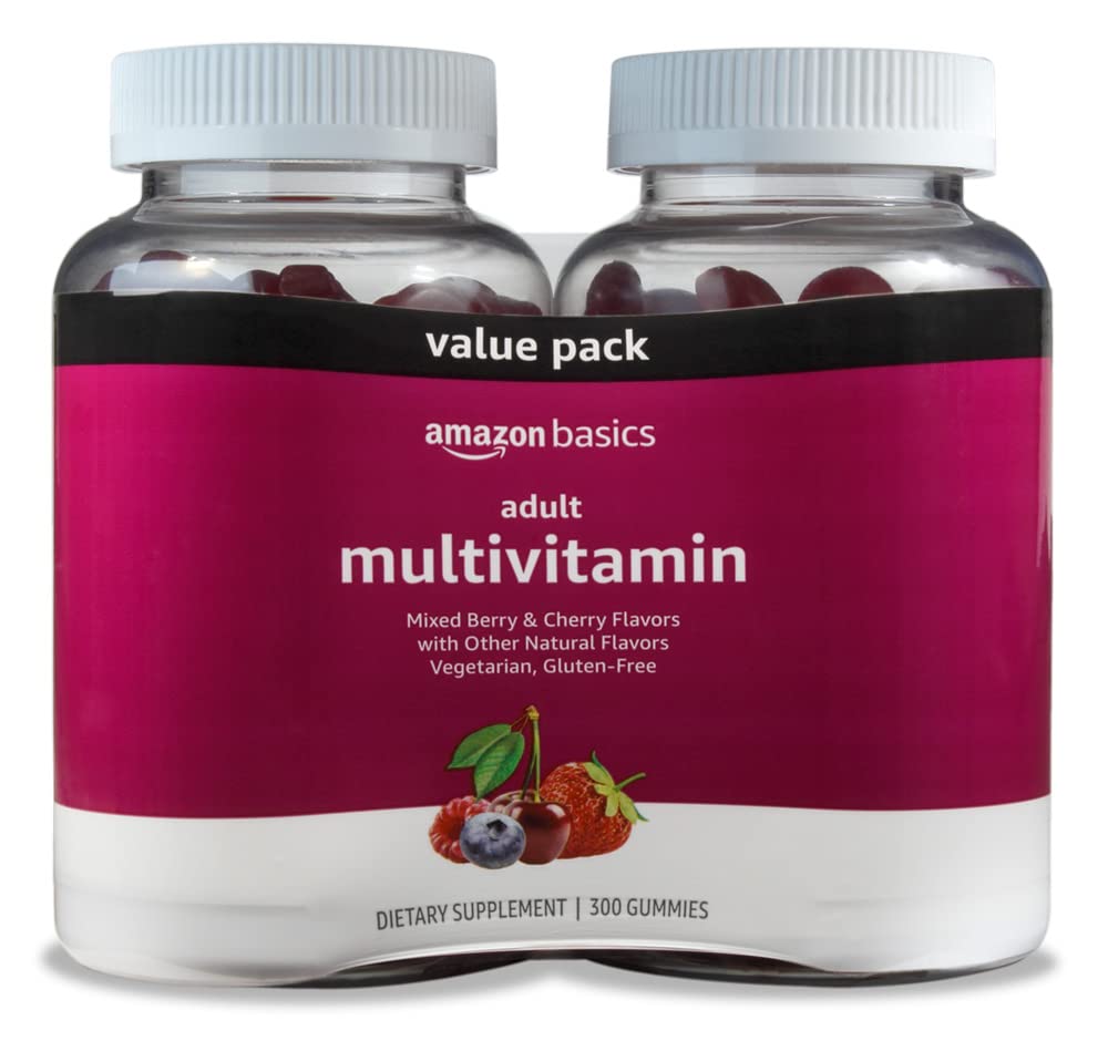 Amazon Basics Adult Multivitamin Gummies, Mixed Berry & Cherry, 150 Gummies, 75-Day Supply Amazon BasicsBuy Supplements Australia