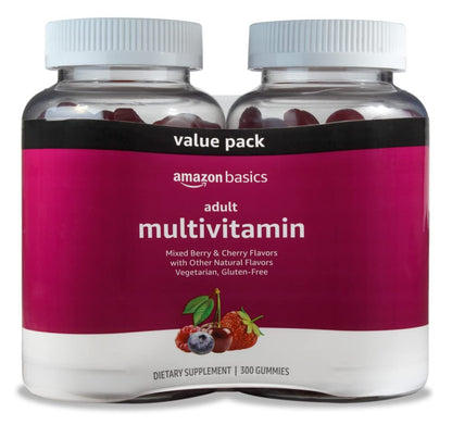 Amazon Basics Adult Multivitamin Gummies, Mixed Berry & Cherry, 150 Gummies, 75-Day Supply Amazon BasicsBuy Supplements Australia