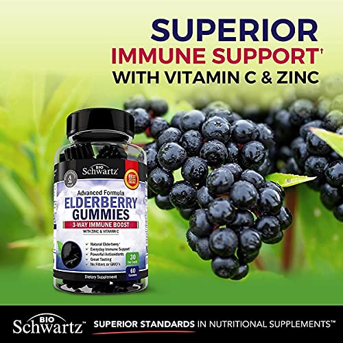Elderberry Gummies with Zinc and Vitamin C for Adults & Kids - Natural Immune Support BioSchwartzBuy Supplements Australia