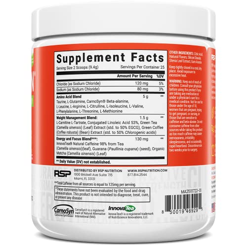 RSP Nutrition Mango Aminolean Amino Acid Supplement Powder, 8.29 OZ RSP NUTRITIONBuy Supplements Australia
