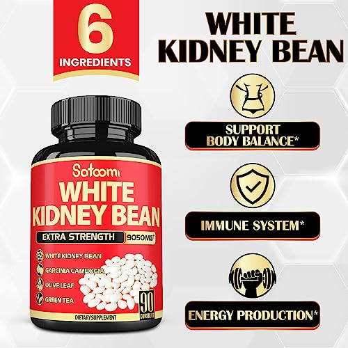 Pure White Kidney Bean Extract Capsules - 6 Herbal Ingredients 9050 mg Equivalent SatoomiBuy Supplements Australia