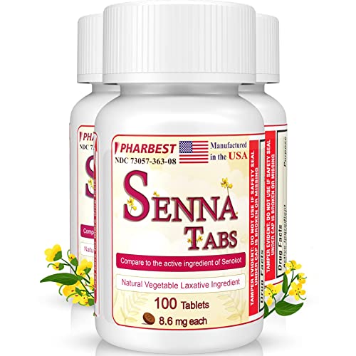 Senna Tablets 100 Ct. | Natural Vegetable Laxative [Made in USA] | Laxatives for Constipation