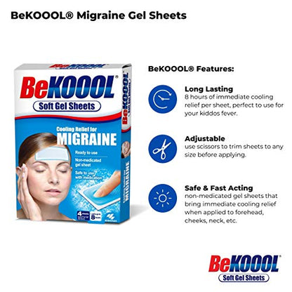 BeKOOOL Migraine Gel Sheets - 4 Count BeKooolBuy Supplements Australia