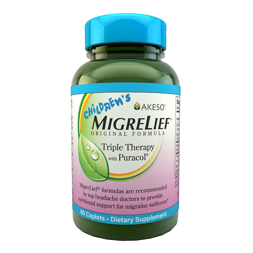 Children's MigreLief® - Triple Therapy with Puracol™ - Nutritional Support for Pediatric Migraine Sufferers - 60 Caplets/1 Month Supply MigreLiefBuy Supplements Australia