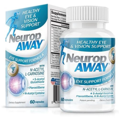 NeuropAWAY Eye Support Supplement 60CT with Lutein N-Acetyl L-Carnosine S-Acetyl Glutathione N-Acetyl Cystiene Pterostilbene Lycopene Zeaxanthin to Support Healthy Vision, Helps Blurry and Dry Eyes NeuropAWAYBuy Supplements Australia