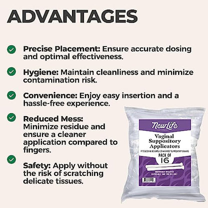 NewLife Naturals Disposable Plastic Vaginal Suppository Applicators - Fits Most Boric Acid Suppositories NewLife NaturalsBuy Supplements Australia