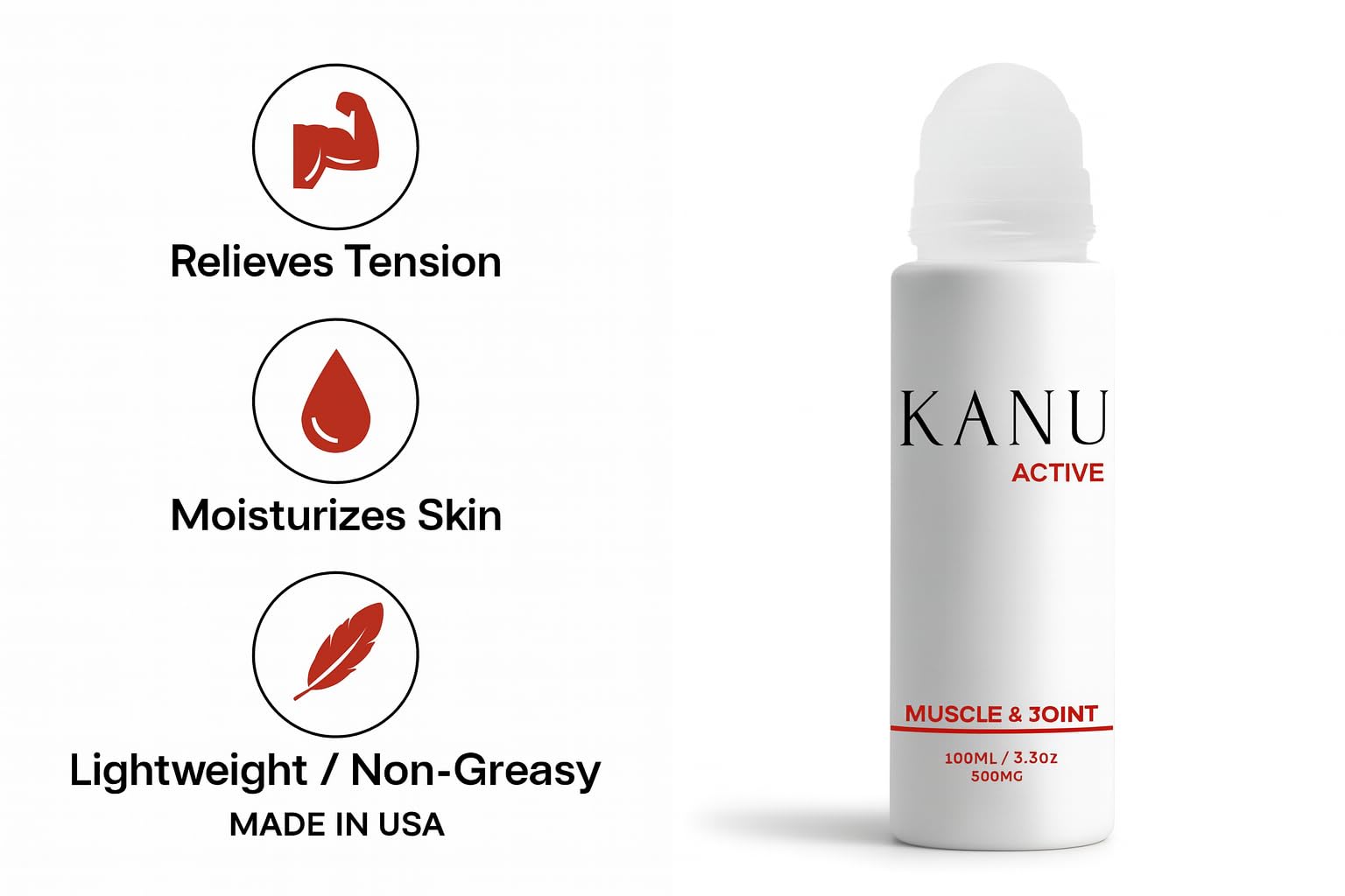 Muscle & Joint Relief Roll-On Cooling Serum- 3.3 oz- Fast Absorbing Pain Relief for Sore Muscles and Joints- Workout Recovery and Joint Support for Athletes and Active Lifestyles KANUBuy Supplements Australia