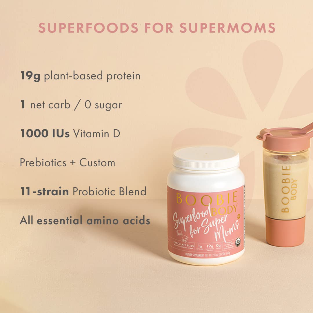 Boobie Body Organic Superfood Plant-Based Protein Shake, Chocolate Bliss, [23.4oz, 1 Tub] Boobie BrandsBuy Supplements Australia