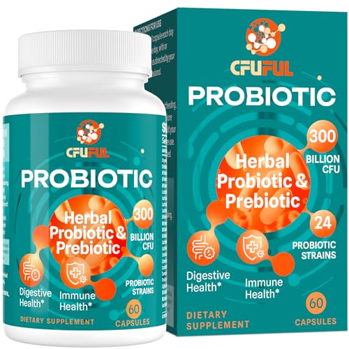 Probiotics for Women & Men - 300 Billion CFU & 24 Strains Probiotic with 15 Organic Herbs
