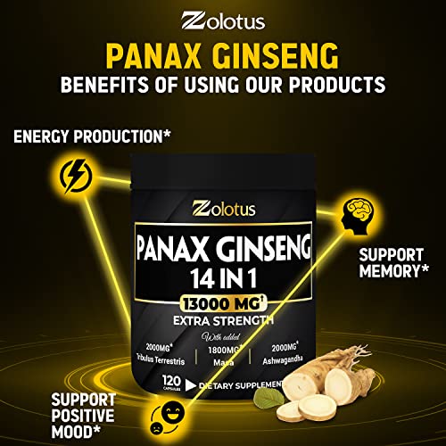 Premium Panax Ginseng 14 in 1, 13X Potency, High Strength Capsules with Horny Goat Weed ZolotusBuy Supplements Australia
