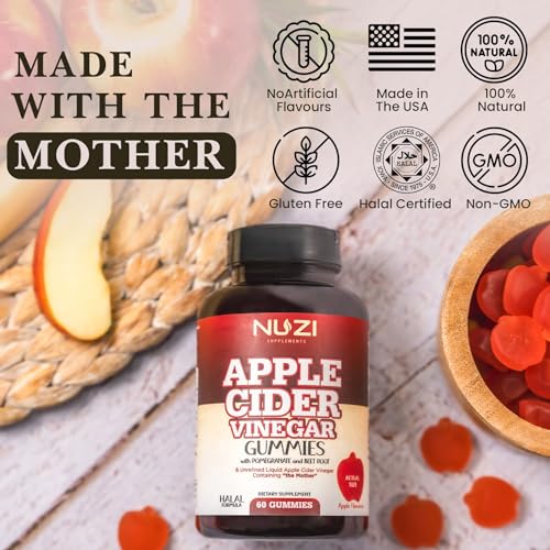NUZI Apple Cider Vinegar Gummies with Pomegranate & Beetroot | 500 mg | Certified Halal NUZIBuy Supplements Australia