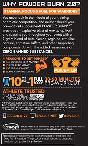 Rivalus Powder Burn 2.0 Pre Workout Supplement, Blue Raspberry, 0.89 Pounds RivalusBuy Supplements Australia