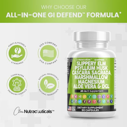 Slippery Elm 5000mg Psyllium Husk 2000mg Pre Probiotic Digestive Gut