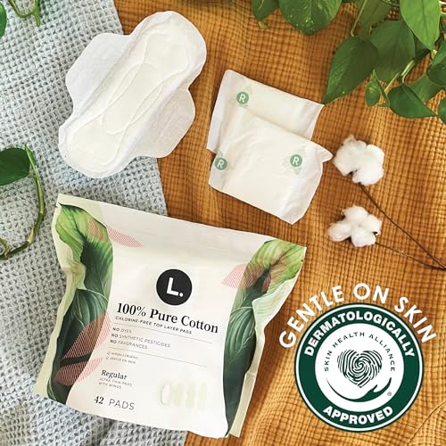 L. Pure Cotton Topsheet Pads for Women, Regular Absorbency, Ultra Thin Pads with Wings L.Buy Supplements Australia