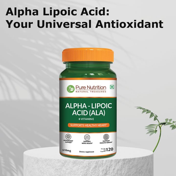 Pure Nutrition Alpha Lipoic Acid 600mg + Vitamin E | 120 Caps | Powerful Antioxidant to Support Nerve & Heart Health*. | Non-GMO PURE NUTRITION NATURAL TREASURESBuy Supplements Australia