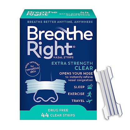 Breathe Right Nasal Strips | Extra Strength | Clear | For Sensitive Skin Breathe RightBuy Supplements Australia