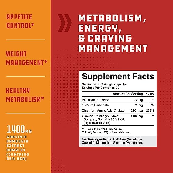 95% HCA Pure Garcinia Cambogia Extract - Blocks Carb Absorption - Suppresses Appetite Natures CraftBuy Supplements Australia
