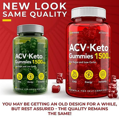 Keto ACV Gummies 1500 mg - Low Sugar Green Apple Flavor - Vegan ACV Keto Gummies SunVerdeBuy Supplements Australia