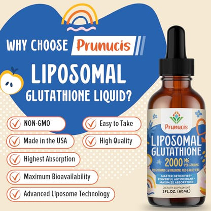 2000MG Liposomal Glutathione Liquid, 98% Absorption, Glutathione Liquid Supplement PrunucisBuy Supplements Australia