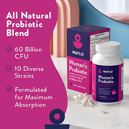 Probiotics for Women | Easy to Swallow Tiny Capsule | with Prebiotics, 60 Billion CFUs WayloBuy Supplements Australia