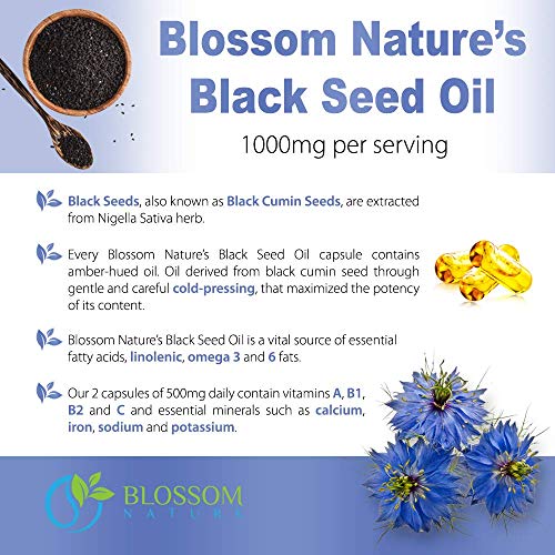 Black Seed Oil Capsules 1000mg - Premium Black Cumin Seed Oil Capsules - Black Seed Blossom NatureBuy Supplements Australia